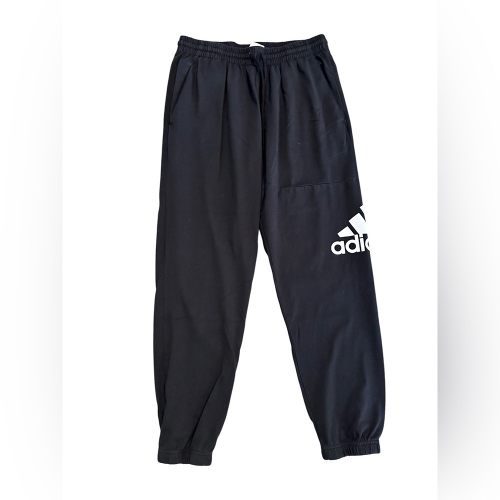 Adidas Joggers Mens XL Black Tapered Logo Lightweight Sweatpants